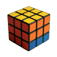 colorida 3x3 enigma cubo, uma popular cérebro provocação e problema resolução jogo, ideal para conceitos do lógica, desafio, e inteligência. png