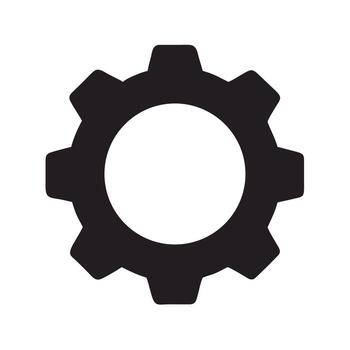 Gear icon isolated on white background symbolizing settings, configuration, and mechanical processes in technology, engineering, and industrial applications for efficient operation vector