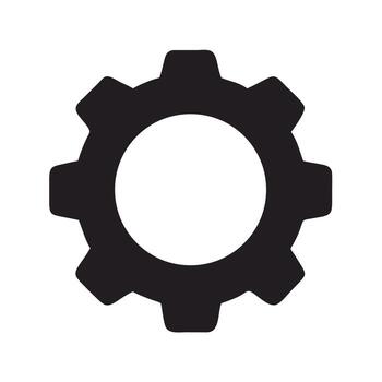 Gear icon isolated on white background representing mechanical engineering, industrial processes, and technological settings for automation, control, and system configuration vector