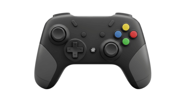 moderno nero gioco controllore con colorato pulsanti isolato su trasparente sfondo png