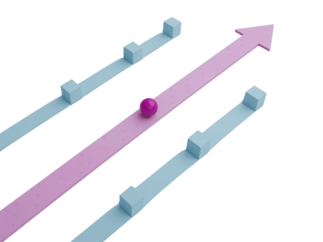 Conceptual illustration of upward progress with a central arrow and supporting side structures png
