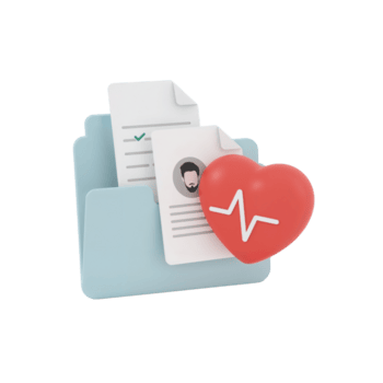 digitale medico record e paziente dati Conservazione rappresentazione con un' cuore icona e documento png