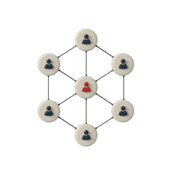 Connected Network of People Representing Collaboration and Unique Contributions within Teamwork png