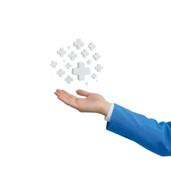 concettuale composizione con un' supporto mano presentazione galleggiante più segni isolato e png