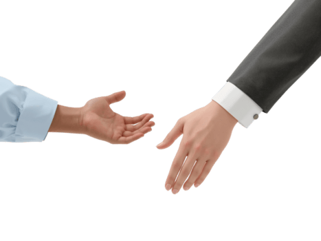 alcançando através a vazio, o negócio e colaboração mãos Aproximando isolado em transparente png