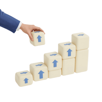 Conceptual visual depicting upward trajectory advancement progress and attainment through stacked png