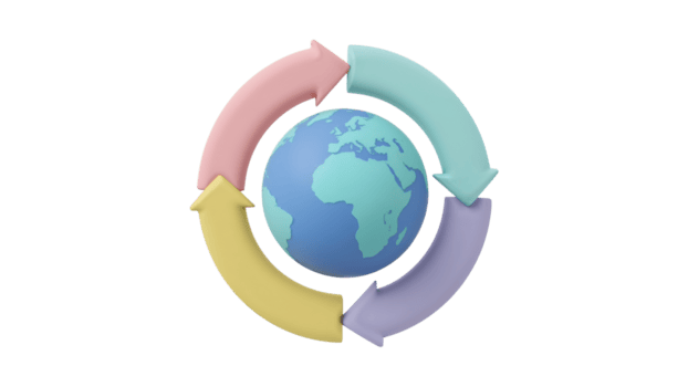 global bearbeta slinga illustration med pilar indikerar sammankopplade arbetsflöde och isolerat png