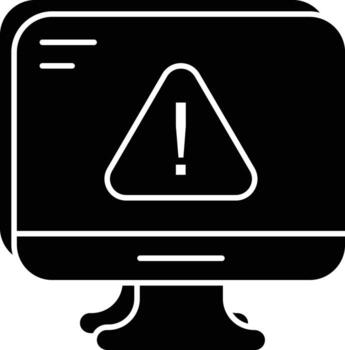 a computer monitor with a warning sign on it vector