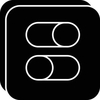 two pills in a black square button vector