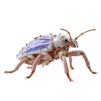 Futuristic Mechanical Insect with Glowing Elements and Unique Design for Abstract Art and Technology Themes png