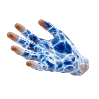 Futuristic Digital Hand with Glowing Circuit Patterns on a Transparent Background for Technology and Innovation Themes png