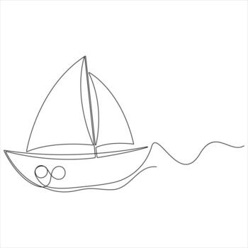 Abstract Sailboat Ship Continuous Line Drawing for Artistic Projects vector