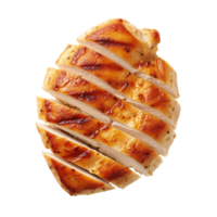 Sliced Grilled Chicken Breast with Grill Marks cooked isolated on a transparent background png