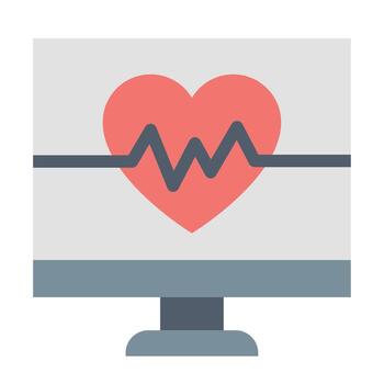 A computer monitor with a heart beat on it vector