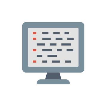 un computadora monitor con un lista de palabras en eso vector
