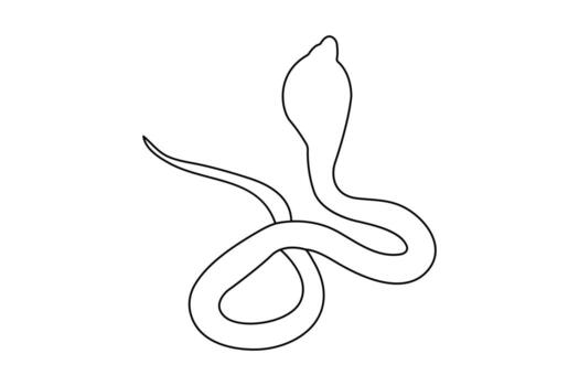 Snake contour illustration in continuous single line minimal drawing format vector