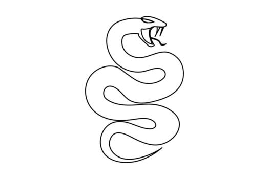 Continuous one line art of a snake in smooth minimal style on white background vector