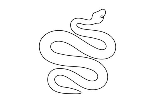 Simple one line art of a coiled snake in modern minimalist drawing style vector