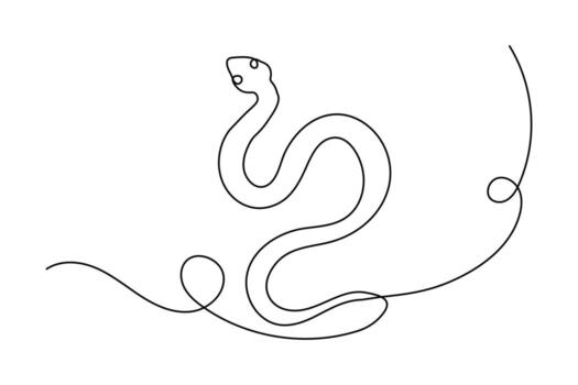 Snake icon in one line minimalist drawing style isolated on white background vector