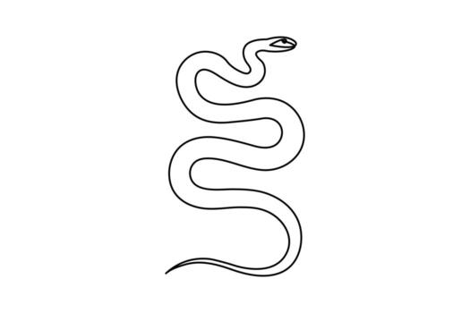 Artistic snake sketch in one line style with clean outline minimal shape vector