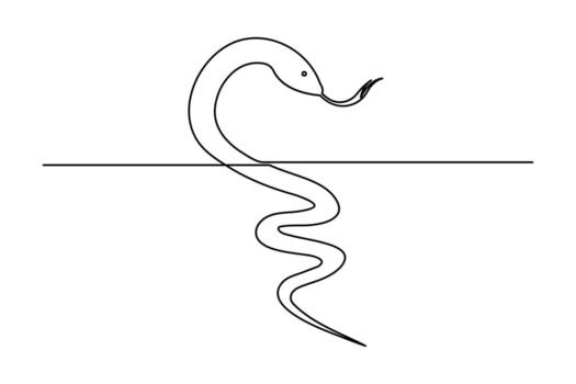 Minimal curved snake icon in abstract single line art illustration vector