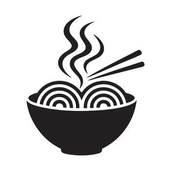 negro y blanco resumen cuenco de tallarines en artístico mínimo diseño vector