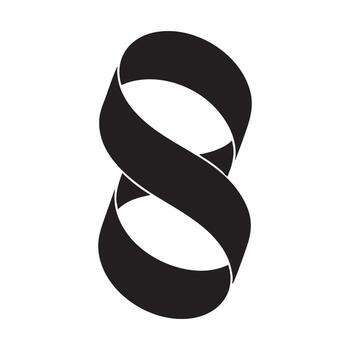 resumen negro y blanco retorcido cinta forma en mínimo monocromo diseño vector