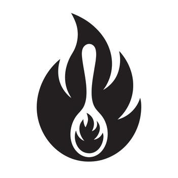 plano estilizado fuego hoja forma con artístico fluir en monocromo diseño vector