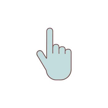 pálido azul mano puntero icono con marrón contorno cursor hacer clic vector