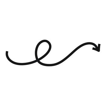 Black arrow with loop, arrow with loop, doodle arrow design vector