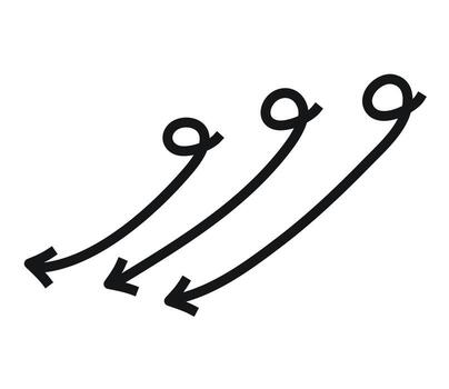 Three black arrows pointing down, symbolizing growth and progress, growth and progress vector