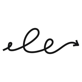 uno lazo ondulado línea a el bien, mano dibujado retorcido flecha vector