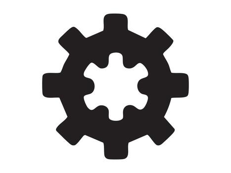 Black silhouette of gear, isolated on white background. concept of mechanical, engineering, problem solving, icon, logo, industrial design element. vector