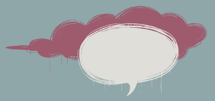 Sketchy style speech bubble over a cloud with textured rough scribbled lines outlining the border. The composition informal, artistic feel, for doodle graphics, comic-style designs or casual comms. vector