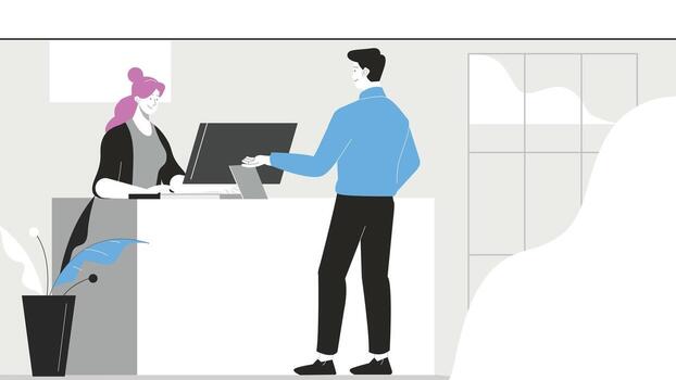 Customer at reception desk vector