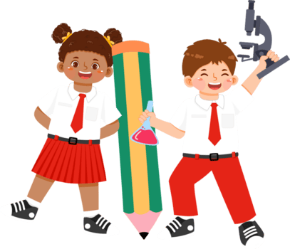 elementar escola aluna com gigante lápis png