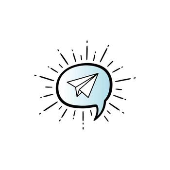 Minimalist Paper Airplane in Speech Bubble with Radiating Line Art Design vector