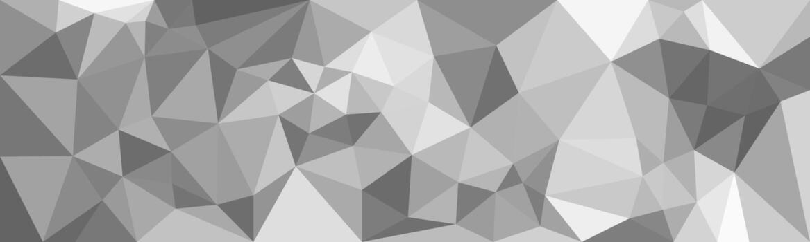 Abstract grayscale low poly pattern with geometric triangular shapes, creating a modern, faceted, and textured background design. vector
