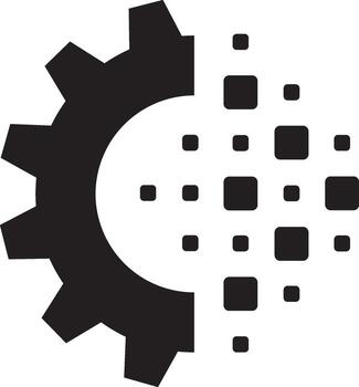 Digital Transformation Gear Icon. DX symbol. Automation and innovation in modern technology concept vector