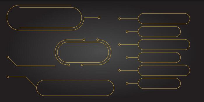 Text box frame with modern hud line border menu and title callout design. Set of futuristic interface board elements for game ui web presentation or banner template vector