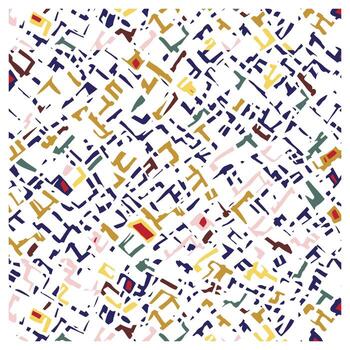 Colorful abstract geometric print pattern featuring a mix of pink, green, and teal triangles and squares on a white background repeat print vector