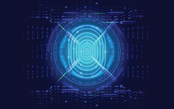 la seguridad cibernética concepto con digital huella dactilar escanear biométrico autenticación vector