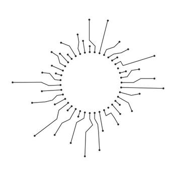 Circuit board circle line dots connection. Motherboard electronic technology data, electrical board, cpu. Programming science, computer system element vector