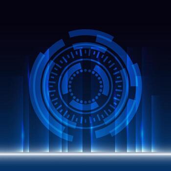 tech digital interface background with blue HUD elements and grid design. Perfect for technology, data, or sci-fi themes. vector