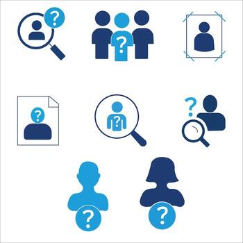 desconocido usuario y perfil buscar icono conjunto vector