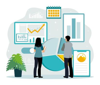 Business data analysis illustration vector