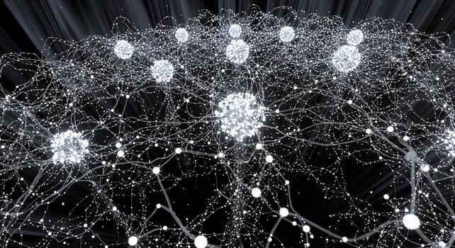 resumen red de brillante blanco nodos y interconectado líneas en un oscuro antecedentes foto