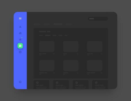 App sidebar menu concept. Wireframes screens. Dashboard UI and UX Kit design. Use for mobile app or website. vector