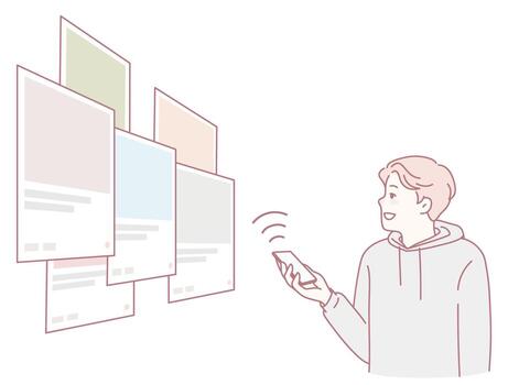 atractivo y interactuando con varios digital contenido mediante un móvil dispositivo es esencial vector