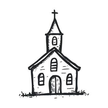 Charming small church with cross symbol and simple architecture vector